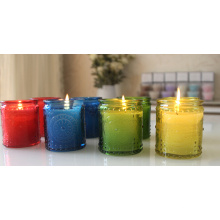 Hot sale various sprayed color glass candle holder candle jar